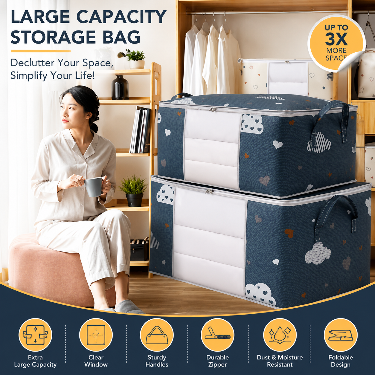 Large Foldable Clothes Storage Bag