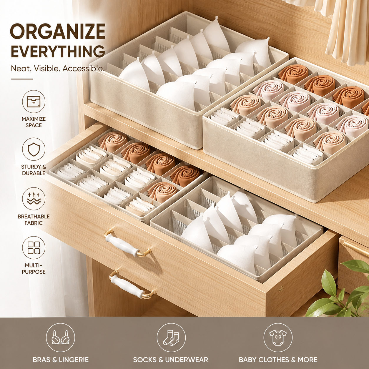 Foldable Drawer Organizer for Underwear, Bras & Socks