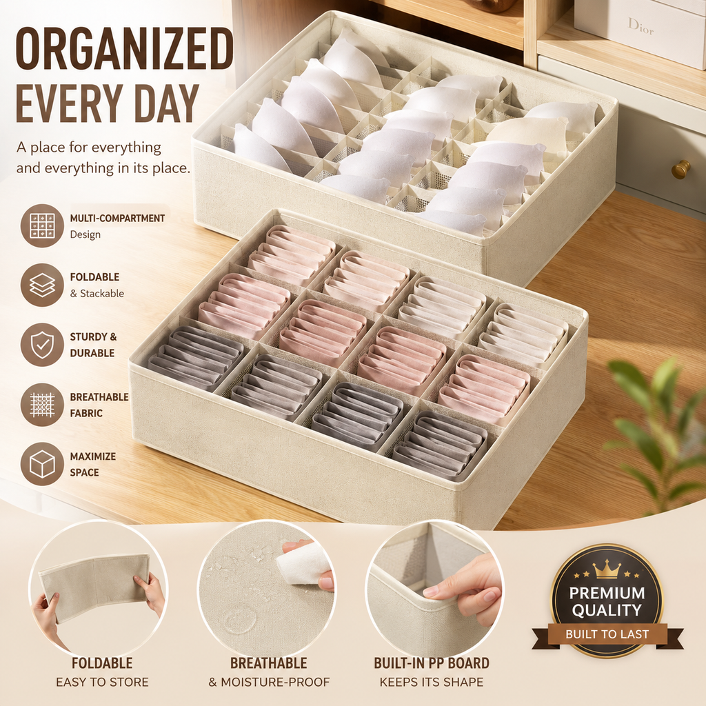 Foldable Drawer Organizer for Underwear, Bras & Socks