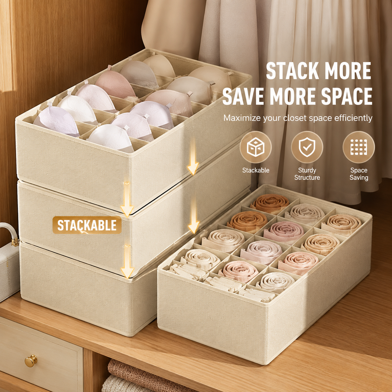 Foldable Drawer Organizer for Underwear, Bras & Socks