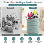 Foldable Striped Laundry Basket & Storage Organizer