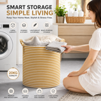 Foldable Striped Laundry Basket & Storage Organizer