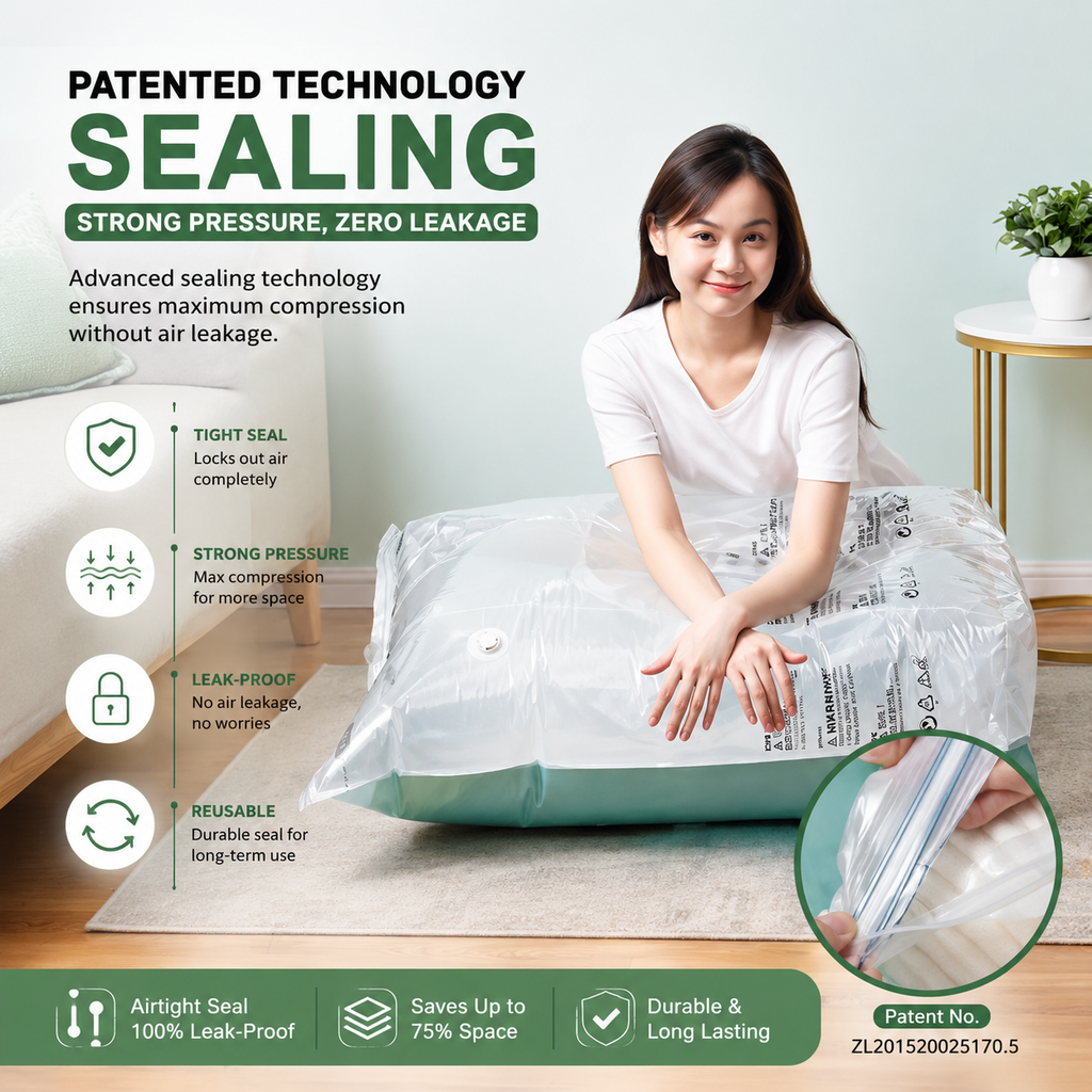 No-Pump Vacuum Storage Bags & Space Saver Organizer