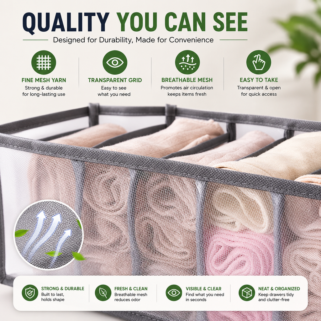 11-Compartment Breathable Mesh Organizer