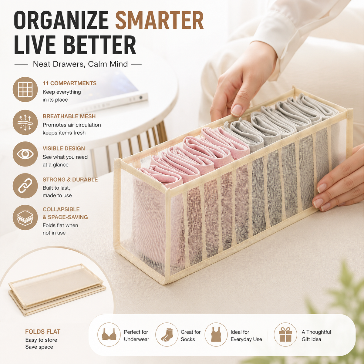 11-Compartment Breathable Mesh Organizer