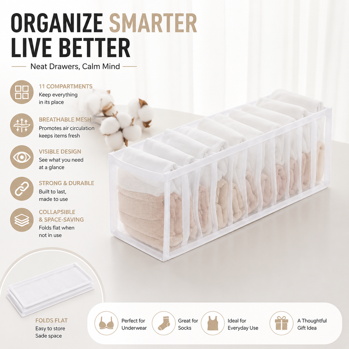 11-Compartment Breathable Mesh Organizer