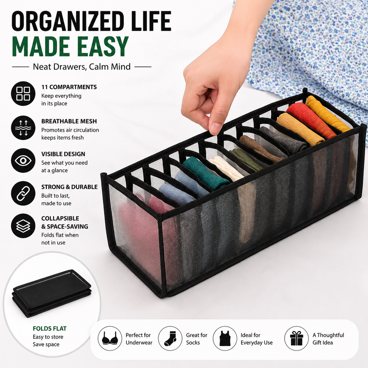 11-Compartment Breathable Mesh Organizer
