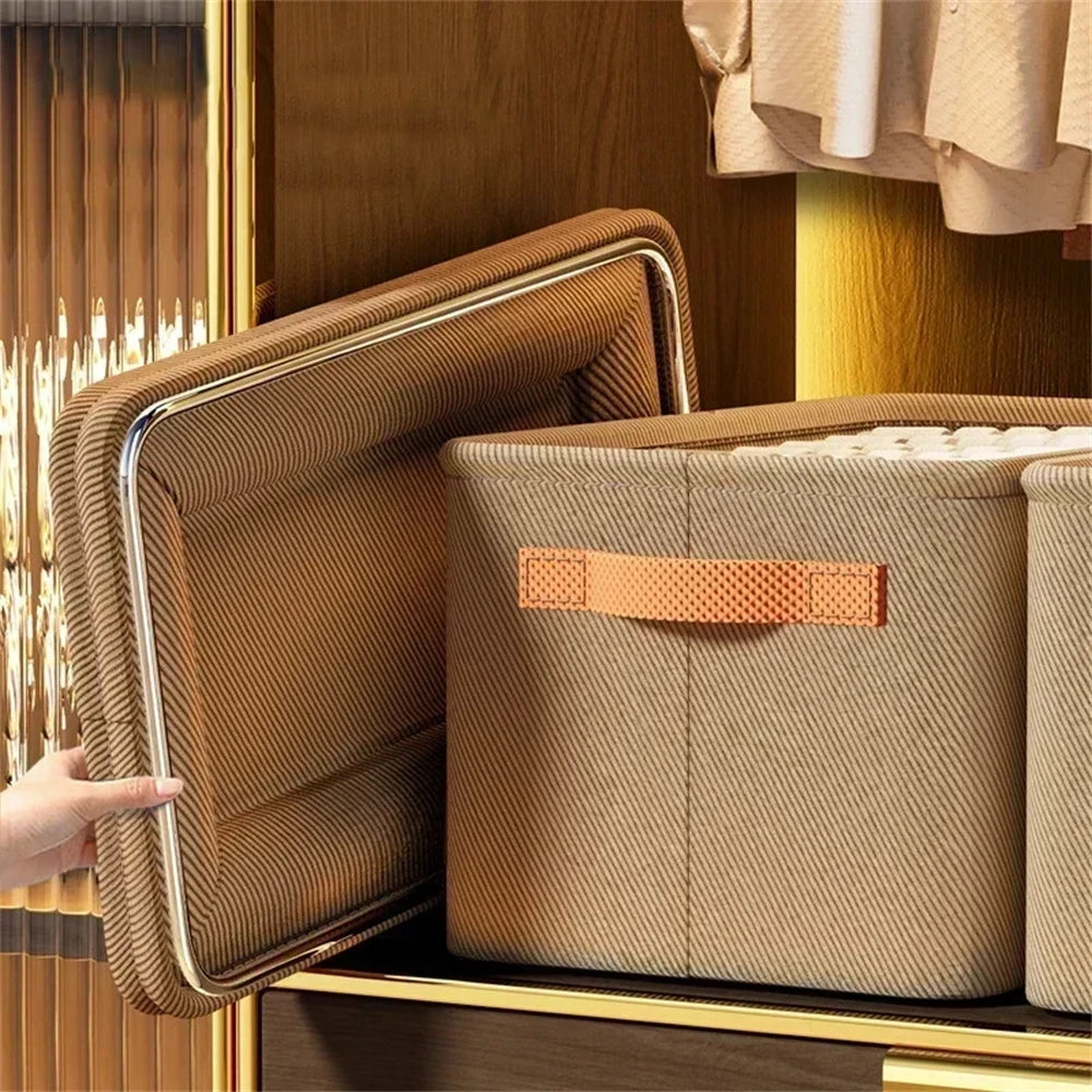 Foldable Fabric Storage Bin with Reinforced Handles