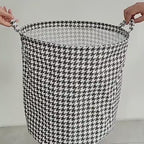 Foldable Striped Laundry Basket & Storage Organizer