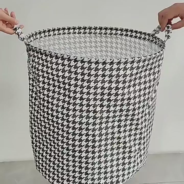 Foldable Striped Laundry Basket & Storage Organizer